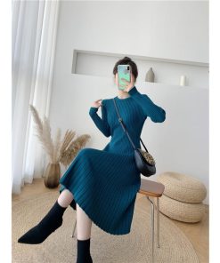 ニットワンピース 冬服 秋服 レディース 40代 ワンピース クルーネック 韓国風 おしゃれ 大人 セーターワンピース 無地 30代 20代 厚手 きれいめ