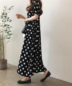 ワンピース レディース 40代 マキシワンピース 春 夏 半袖 ワンピース ドット柄 フレアスカート シフォン オシャレ 結婚式 ドレス 30代 大人 50代 お出かけ