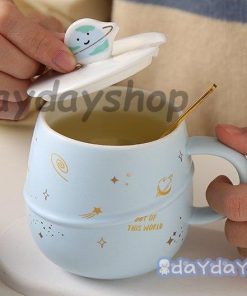 コーヒーカップ キッチン用品 星柄 蓋つき お茶用品 スプーン セットアイテム ティーカップ 星 宇宙 マグカップ 惑星 食器