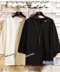 Tシャツ 七分袖Tシャツ 白tシャツ 夏物 黒 クルーネック カットソー メンズ カジュアルTシャツ 7分袖 白 ブルー トップス