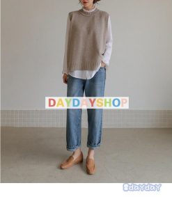 ニット ベスト レディース チョッキ トップス 春 秋服 ノースリーブ ロング丈  通勤 リブ編み スリット 韓国風 シンプル 無地 50代 40代 50代 30代 OL