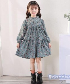 ワンピース キッズ 長袖ワンピース 子供服 女の子 秋 冬 花柄ワンピース フリル 子供ドレス ジュニア フレア おしゃれ 可愛い カジュアル 90 120 100 新品 110