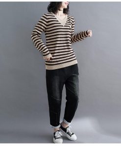 Tシャツ セーター レディース 40代 ニット 春新作 韓国風 長袖 ボーダー セーター 30代 トップス 可愛い 大人 おしゃれ ゆったり