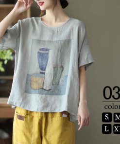 Tシャツ レディース トップス 40代 半袖 綿麻 春夏 カットソー 新作 大きいサイズ シンプル インナー UVカット 韓国風 20代 おしゃれ 30代 かわいい 40代