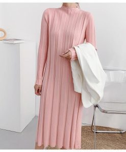 ニットワンピース ロングワンピース 春新作 ニットワンピ ハイネックワンピース スカート きれいめ 長袖 着痩せ 50代 レディース 30代 韓国風 40代