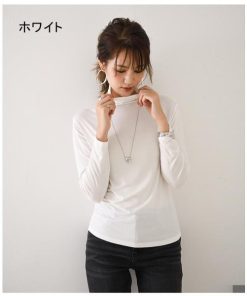 Tシャツ レディース 40代 綿 ハイネック カットソー 秋冬 韓国風 長袖 インナー 20代 30代 50代 トップス 大きいサイズ おしゃれ 体型カバー ゆったり 大人