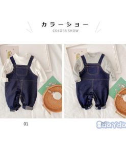 デニムロンパース ベビー キッズ つなぎ服 女の子 男の子 春 夏 長袖 コットン コンビネーション おしゃれ 子供服 カジュアル 可愛い オールインワン