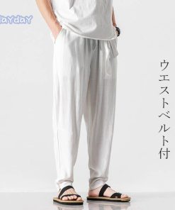 パンツ メンズ 夏 ロング丈 ボトムス ロングパンツ リネンパンツ 綿麻 チノパンツ リラックス 大きいサイズ ゆったり 無地 サルエルパンツ 涼しげ