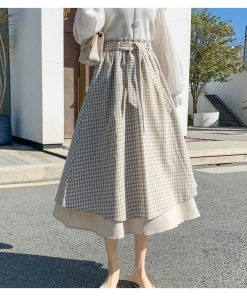 スカート 春夏 フレアスカート ロング丈 綿麻 40代 レディース 黒 ロングスカート チェック柄 Aライン 20代 30代 50代 ハイウエスト 通勤 おしゃれ 新作 大人