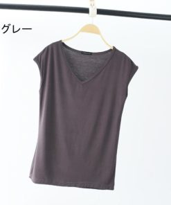 Tシャツ レディース トップス 40代 半袖 綿 白 ニット 春夏 カットソー 新作 大きいサイズ Vネック UVカット 韓国風 20代 おしゃれ 40代 かわいい 30代