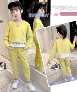 子供服 セットアップ 女の子 長袖 春秋 上下セット 韓国子供服 キッズ ジュニア Tシャツ ロング丈パンツ 可愛い 小学生 おしゃれ 通学着