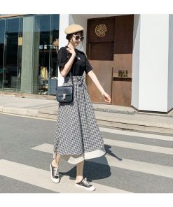 スカート 春夏 フレアスカート ロング丈 綿麻 40代 レディース 黒 ロングスカート チェック柄 Aライン 20代 30代 50代 ハイウエスト 通勤 おしゃれ 新作 大人