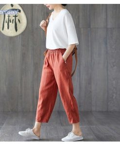 ボトムス テーパードパンツ パンツ サルエルパンツ 綿パンツ レディース カジュアル ポケット付き ゆったり コットン リネン 綿 大きいサイズ 春 コーデ