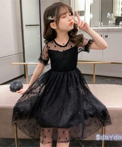 子供服 ワンピース 160 韓国子ども服 キッズ 女の子 夏服 半袖ワンピース チュール 水玉 子供ドレス 結婚式 誕生日 ベビー服 可愛い おしゃれ お姫様 ジュニア