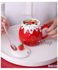 リボン ティーカップ マグカップ ハート コーヒー お茶用品 ピンク キッチン用品・食器 キュート イチゴ ポップ レッド清潔感