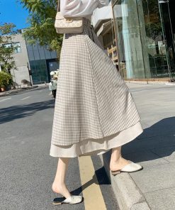 スカート 春夏 フレアスカート ロング丈 綿麻 40代 レディース 黒 ロングスカート チェック柄 Aライン 20代 30代 50代 ハイウエスト 通勤 おしゃれ 新作 大人