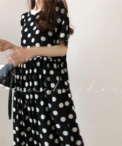 ワンピース レディース 40代 マキシワンピース 春 夏 半袖 ワンピース ドット柄 フレアスカート シフォン オシャレ 結婚式 ドレス 30代 大人 50代 お出かけ