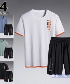 メンズ おしゃれ ジャージ上下 英字柄 Tシャツ 夏 半袖 スポーツ トレーニング セットアップ スウェット上下セット