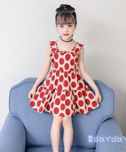 子供服 ワンピース ノースリーブ 春夏 女の子 キッズワンピース 薄手 ドット柄 チュニック 子供ドレス ジュニア おしゃれ 可愛い 女児 新品 150cm 涼しい 160cm