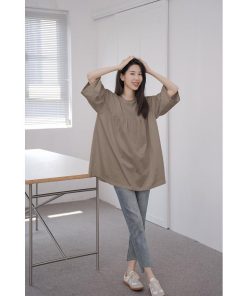 Tシャツ レディース 40代 夏 綿 トップス クルーネック 半袖 カットソー キレイめ 大きいサイズ ゆったり 韓国風 20代 40代 お洒落 おしゃれ 30代