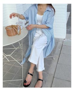 シャツワンピース レディース 40代 キレイめ ロング 可愛い 春夏 半袖 プリーツ シャツワンピ Aライン スカート ひざ丈 フレア 50代 30代 おしゃれ 韓国風