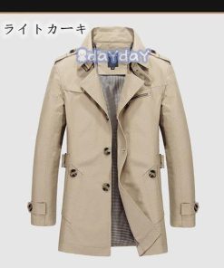 ビジネス ロングコート 高品質 トレンチコート アウター 紳士服 コート メンズ 無地 通勤 オシャレ 防風 秋冬