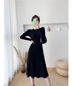 ニットワンピース 冬服 秋服 レディース 40代 ワンピース クルーネック 韓国風 おしゃれ 大人 セーターワンピース 無地 30代 20代 厚手 きれいめ