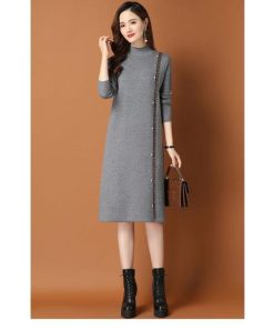 ワンピース 冬服 秋服 レディース ニットワンピース ゆったり スカート 韓国風 おしゃれ 大人 セーターワンピース 無地 ハイネック 厚手 30代 20代 きれいめ