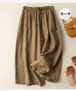 大きいサイズ 体型カバー ワイドパンツ リラックス 快適 綿 ゆったり ロングパンツ 春夏 ウエストゴム ガウチョパンツ ウエストゴム 無地 レディース