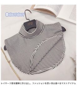 Tシャツ襟 レディース 付け衿 付け襟 つけえり サラサラ ボーダー柄付け襟 ファッション小物 カジュアル 立ち襟 付けえり ボーダー柄 無地