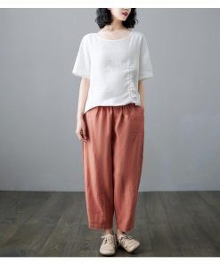 ワイドパンツ パンツ レディース 40代 春夏 綿麻 ボトムス ロングパンツ 韓国風 おしゃれ 20代 30代 50代 ハイウエスト ゆったり 楽ちん