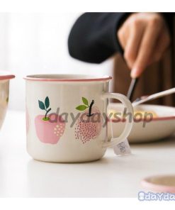 コーヒーカップ お茶用品 洋ナシ 果実 食器 リンゴ ティーカップ マグカップ ピンク コップ レトロ 果物 キッチン用品 ホワイト