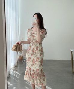 ワンピース レディース 40代 ワンピース 春 夏 半袖 ワンピース シフォン 花柄 フレアスカート Vネック オシャレ 上品 体型カバー 30代 上品 50代 お出かけ 大人