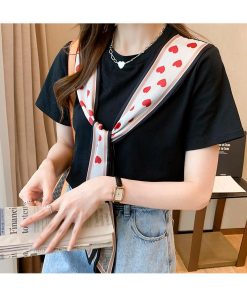 Tシャツ レディース トップス 40代 半袖 綿 春夏 カットソー 新作 大きいサイズ リボン付き UVカット 韓国風 20代 40代 おしゃれ かわいい 30代