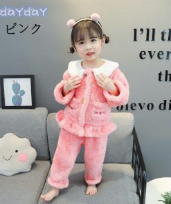 2点セット 子供パジャマ 女の子 冬用 キッズ ルームウェア ふわふわ モコモコ 長袖 上下セット ベビー服 ジュニア 可愛い 寝巻き 部屋着 寒さ対策 ナイトウェア