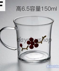 レッド お茶用品 シック シンプル フラワー 透明 コップ キッチン用品 グラス 食器 クリア 梅 取っ手 和モダン