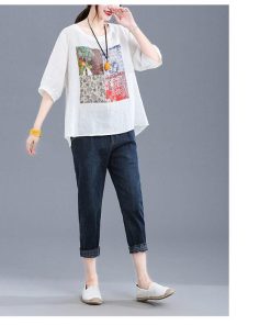 Tシャツ レディース 夏 綿麻 トップス 40代 半袖 カットソー 大きいサイズ シンプル ゆったり UVカット 韓国風 新作 20代 かわいい おしゃれ 30代