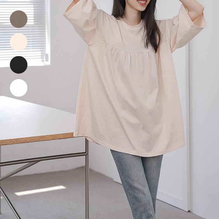 Tシャツ レディース 40代 夏 綿 トップス クルーネック 半袖 カットソー キレイめ 大きいサイズ ゆったり 韓国風 20代 40代 お洒落 おしゃれ 30代