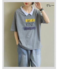 Tシャツ レディース トップス 40代 半袖 綿 Vネック 春夏 カットソー 新作 大きいサイズ UVカット 韓国風 20代 40代 おしゃれ 30代 かわいい