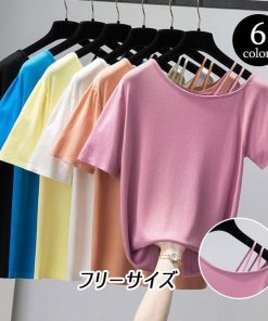 Tシャツ 半袖 半袖Tシャツ クルーネック レディース 綿 ベーシック シンプル カットソー 大きいサイズ 20代 30代 40代 ピンク 赤 白 黒 青 茶 緑 黄 紫