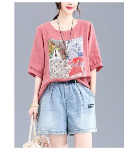 Tシャツ レディース 夏 綿麻 トップス 40代 半袖 カットソー 大きいサイズ シンプル ゆったり UVカット 韓国風 新作 20代 かわいい おしゃれ 30代