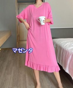 レディース ゆったり 大人可愛い おしゃれ 長袖 ルームウェア ネグリジェ おしゃれ 大きいサイズ 部屋着 寝間着 かわいい ワンピース パジャマ