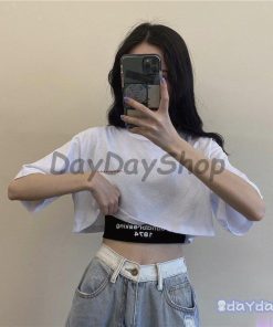 Tシャツ レディース  2点セット 半袖 へそ出し ショート丈 トップス ショートタンクトップ 春夏 ゆるい  ダンス ストリート風 原宿系ヒップホップ ファッション