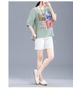 Tシャツ レディース 夏 綿麻 トップス 40代 半袖 カットソー 大きいサイズ シンプル ゆったり UVカット 韓国風 新作 20代 かわいい おしゃれ 30代