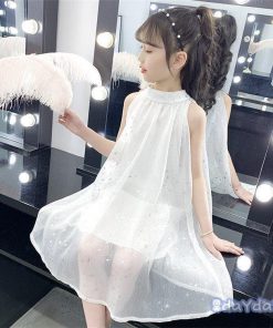 ワンピース キッズ 子供服 女の子 夏 キッズワンピース ノースリーブ チュール ドット柄 子供ドレス ジュニア 子ども お姫様 新品 おしゃれ 可愛い カジュアル