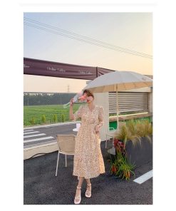 ワンピース レディース  夏 きれいめ マキシワンピース 半袖ワンピース ドット柄vネック シフォン Aラインスカート オシャレ韓国風 大人 30代 40代 50代 通勤OL