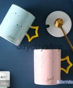 コーヒーカップ キッチン用品 星柄 蓋つき お茶用品 スプーン セットアイテム ティーカップ 星 宇宙 マグカップ 惑星 食器