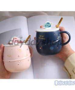 コーヒーカップ キッチン用品 星柄 蓋つき お茶用品 スプーン セットアイテム ティーカップ 星 宇宙 マグカップ 惑星 食器