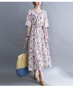 ワンピース レディース 40代 マキシワンピース 春夏 半袖ワンピース 花柄 シフォン Vネック フレアスカート きれいめ 韓国風 30代 ゆったり 50代 20代