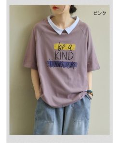 Tシャツ レディース トップス 40代 半袖 綿 Vネック 春夏 カットソー 新作 大きいサイズ UVカット 韓国風 20代 40代 おしゃれ 30代 かわいい